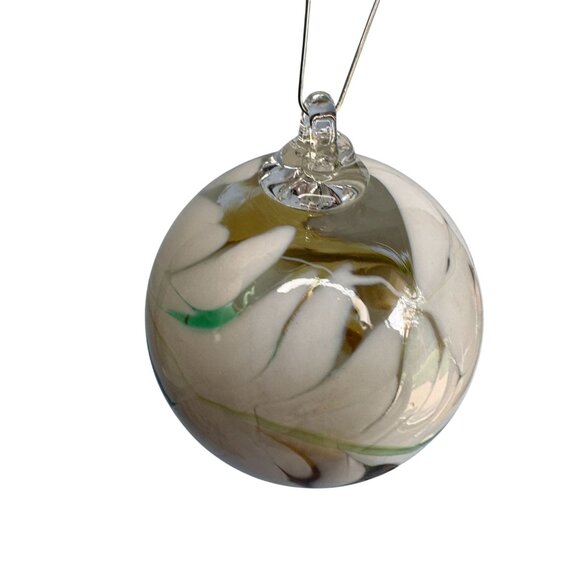 Handmade Val Glashütte Swirled Glass Ornament Green Spirit Ball Austria Signed 3 - Picture 7 of 9